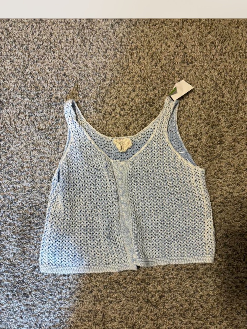 Hippie Rose Light Blue Open-Knit Cropped Tank